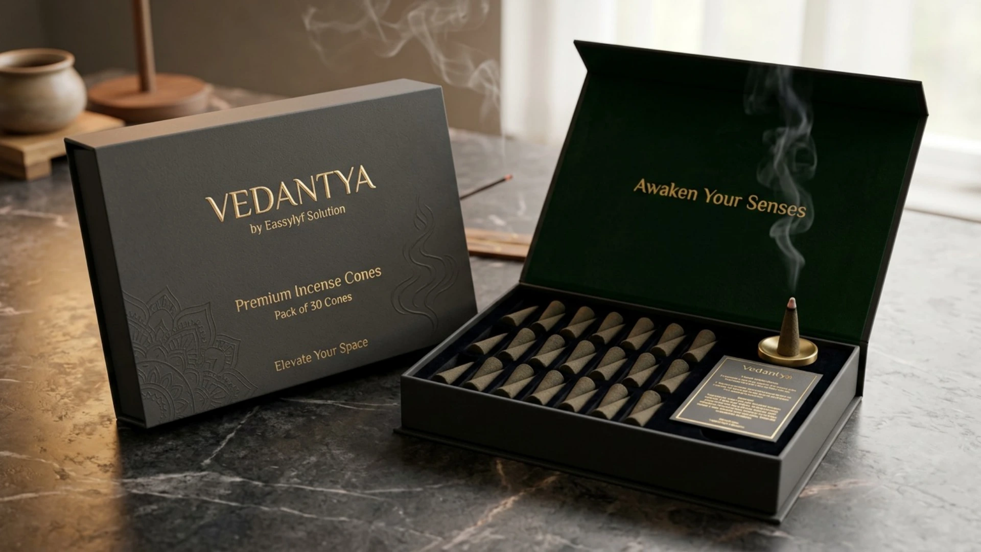 Vedantya Loban Sambrani Cup on white background, showcasing the natural texture of this premium sambrani cup.