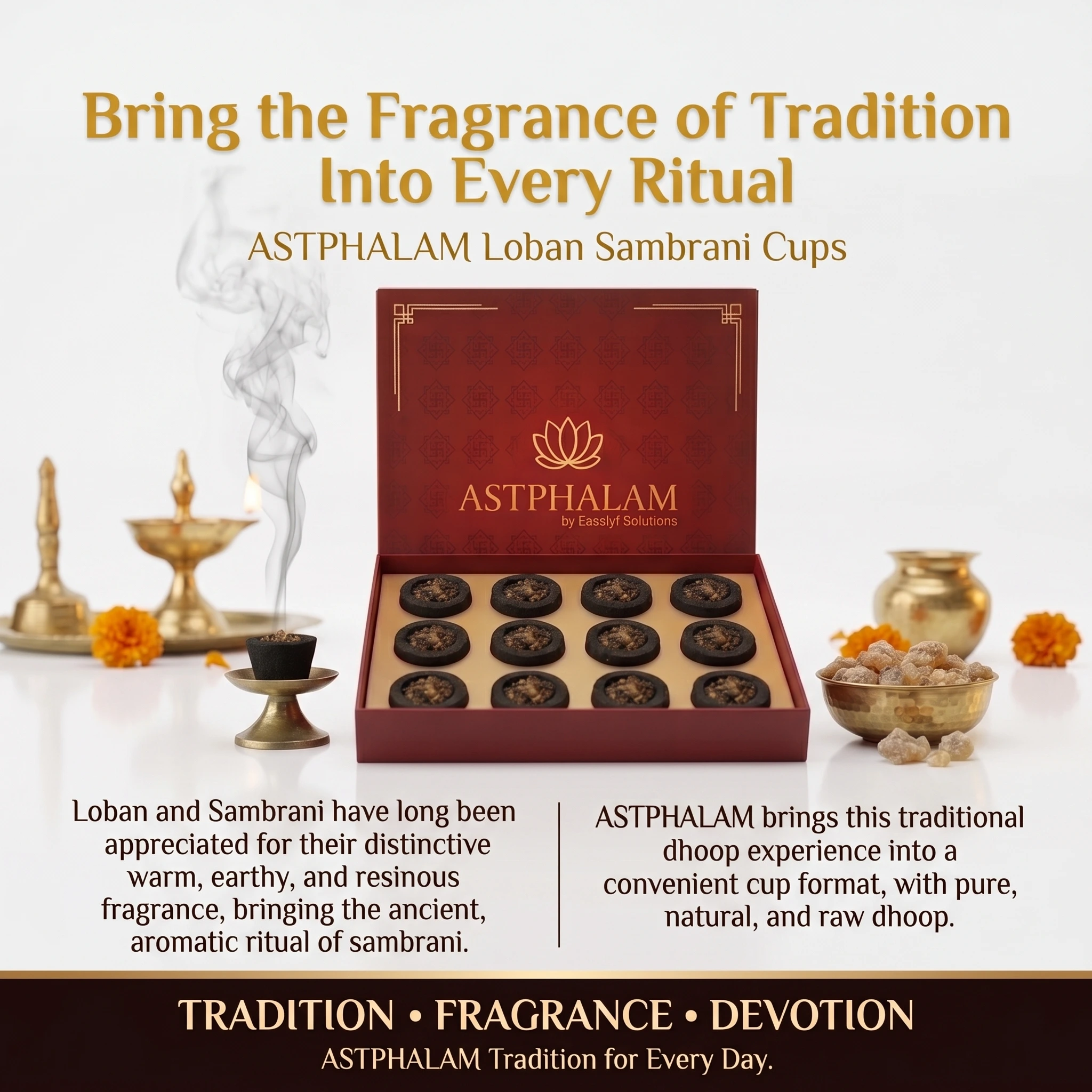 Astphalam Loban Sambrani Cup | Long-Lasting Dhoop Cups for Positive Energy